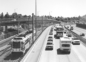 Light rail and freeway